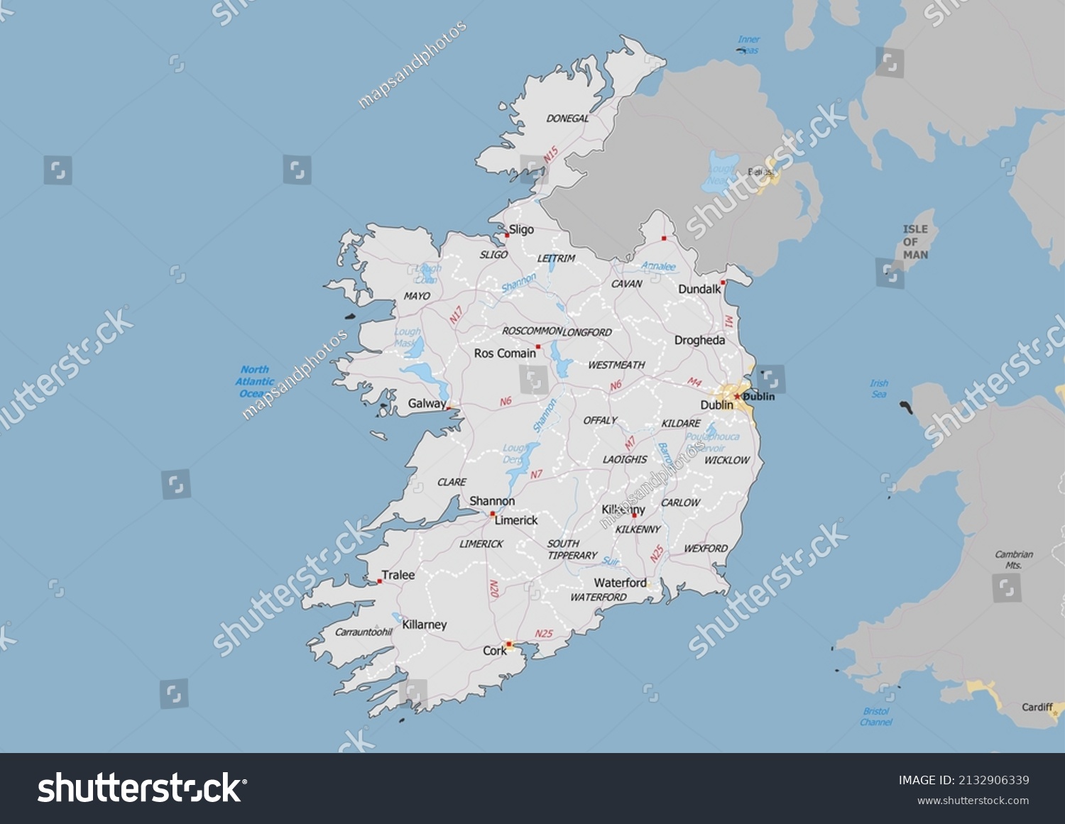 Ireland Political Map Neighbors Capital National Stock Illustration ...