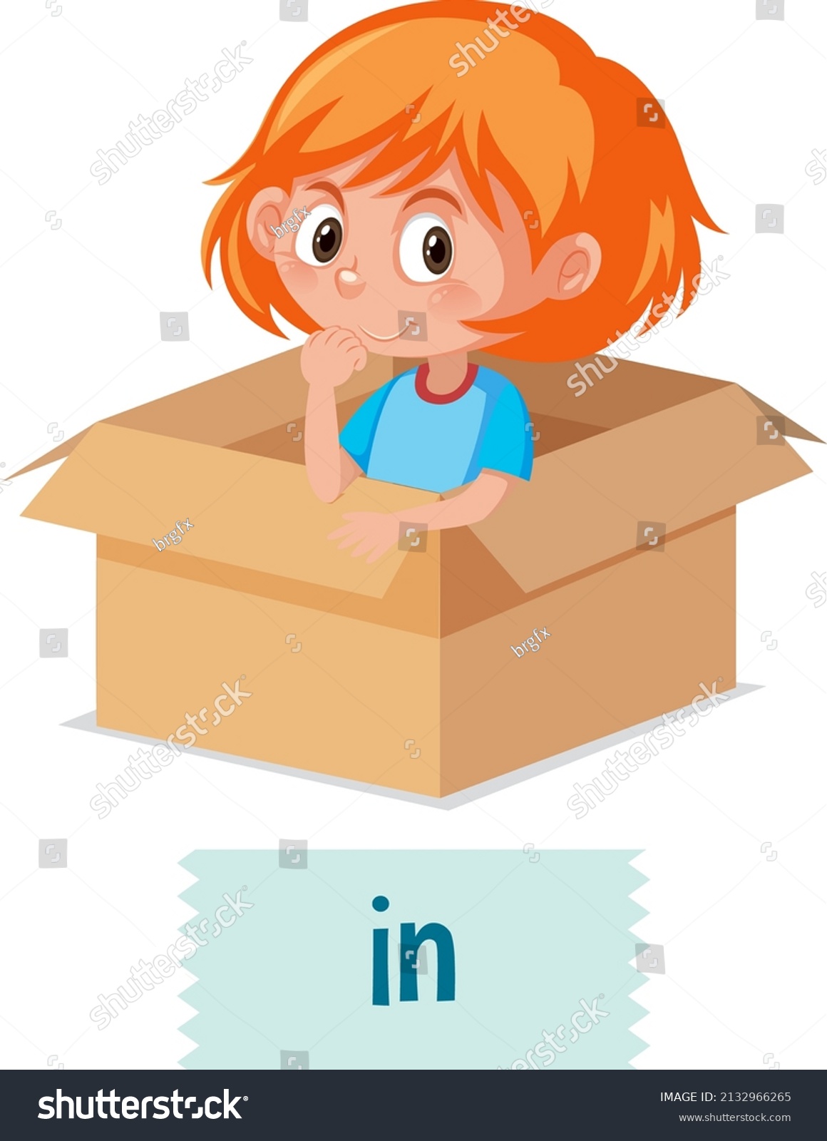 Preposition Place Cartoon Girl Box Illustration Stock Vector Royalty Free 2132966265