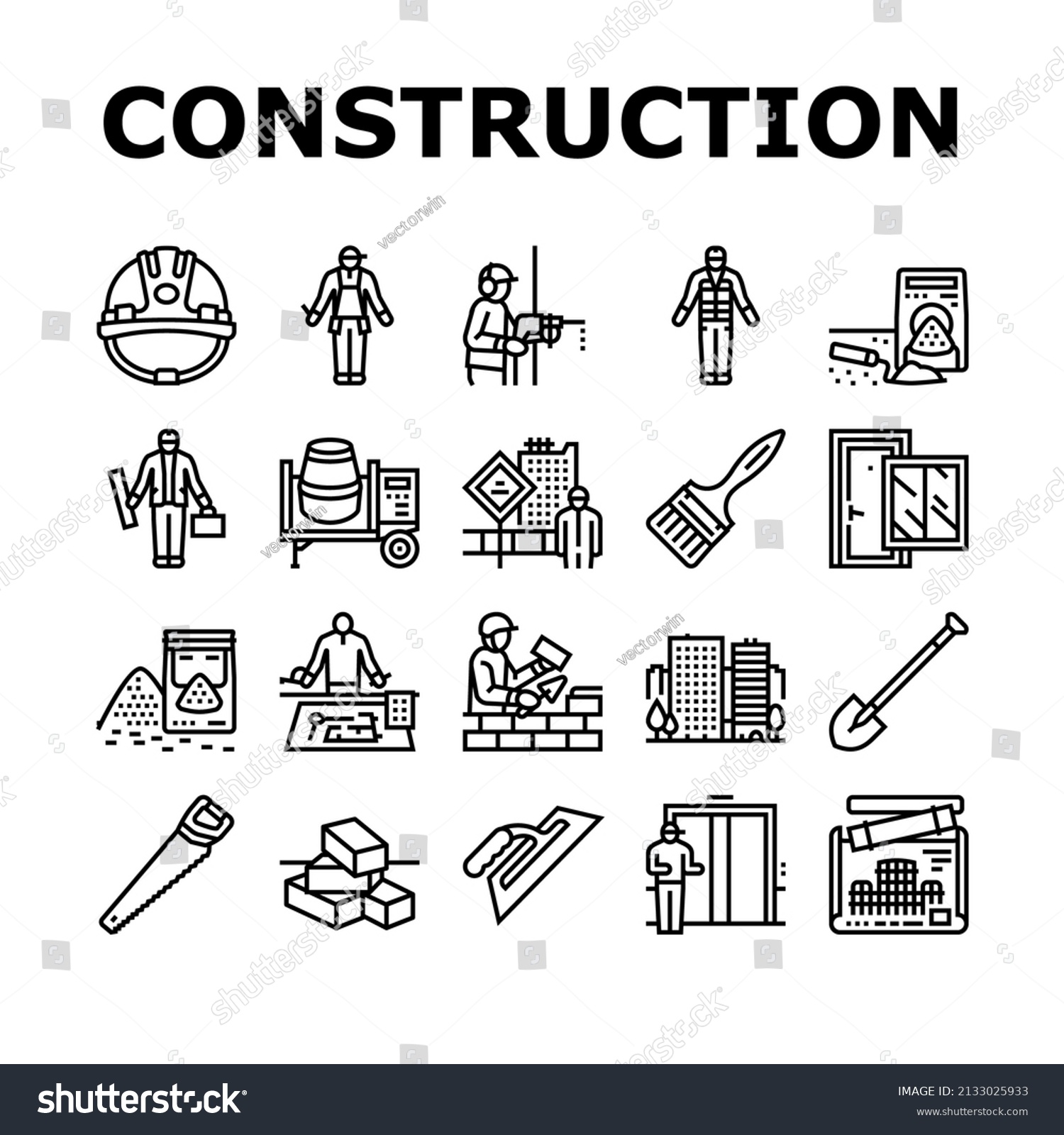 Construction Building Repair Icons Set Vector Stock Vector (Royalty ...