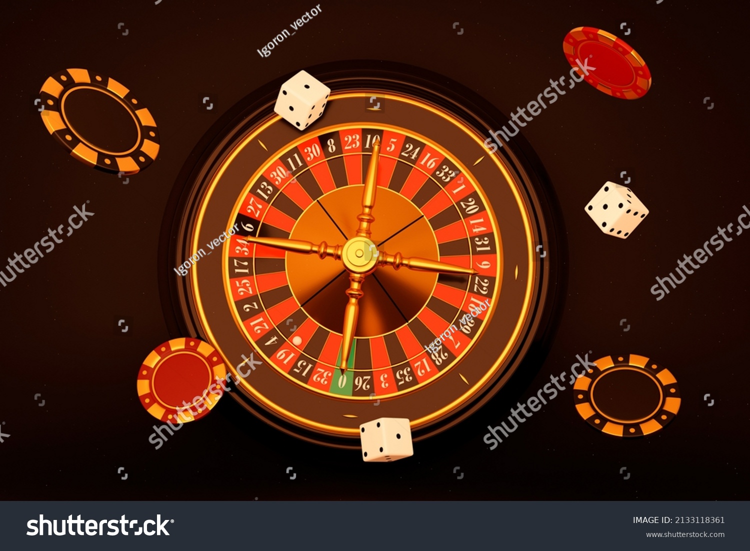 Realistic Roulette Wheel On Chocolate Background Stock Illustration