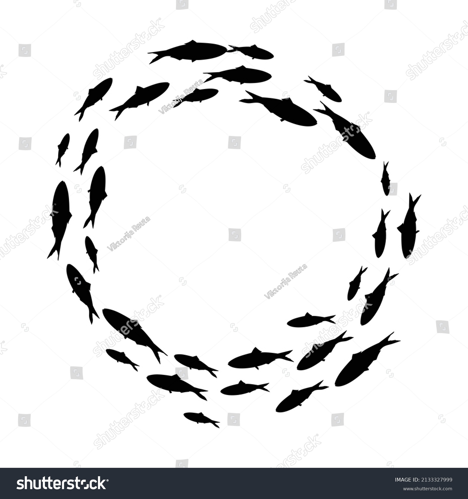 School Fish Group Silhouette Fish Swim Stock Vector (Royalty Free ...