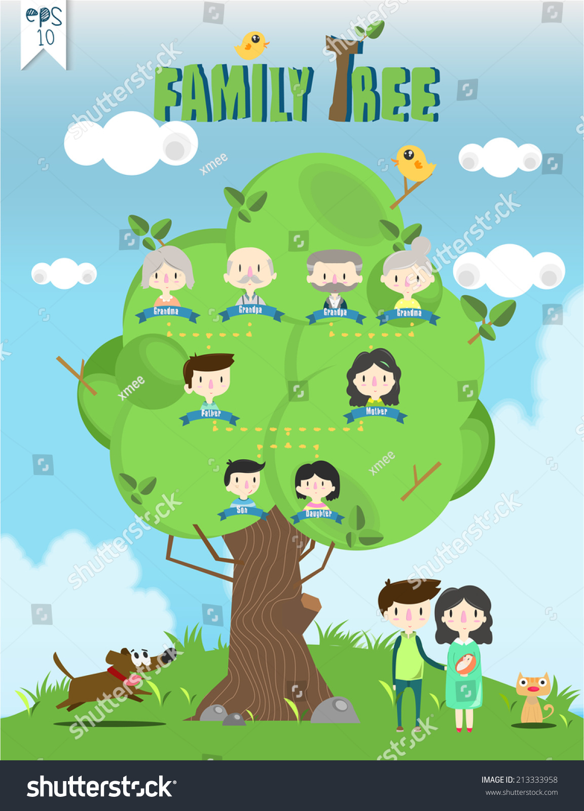 Family Tree Template Info Graphics Vectorillustration Stock Vector ...