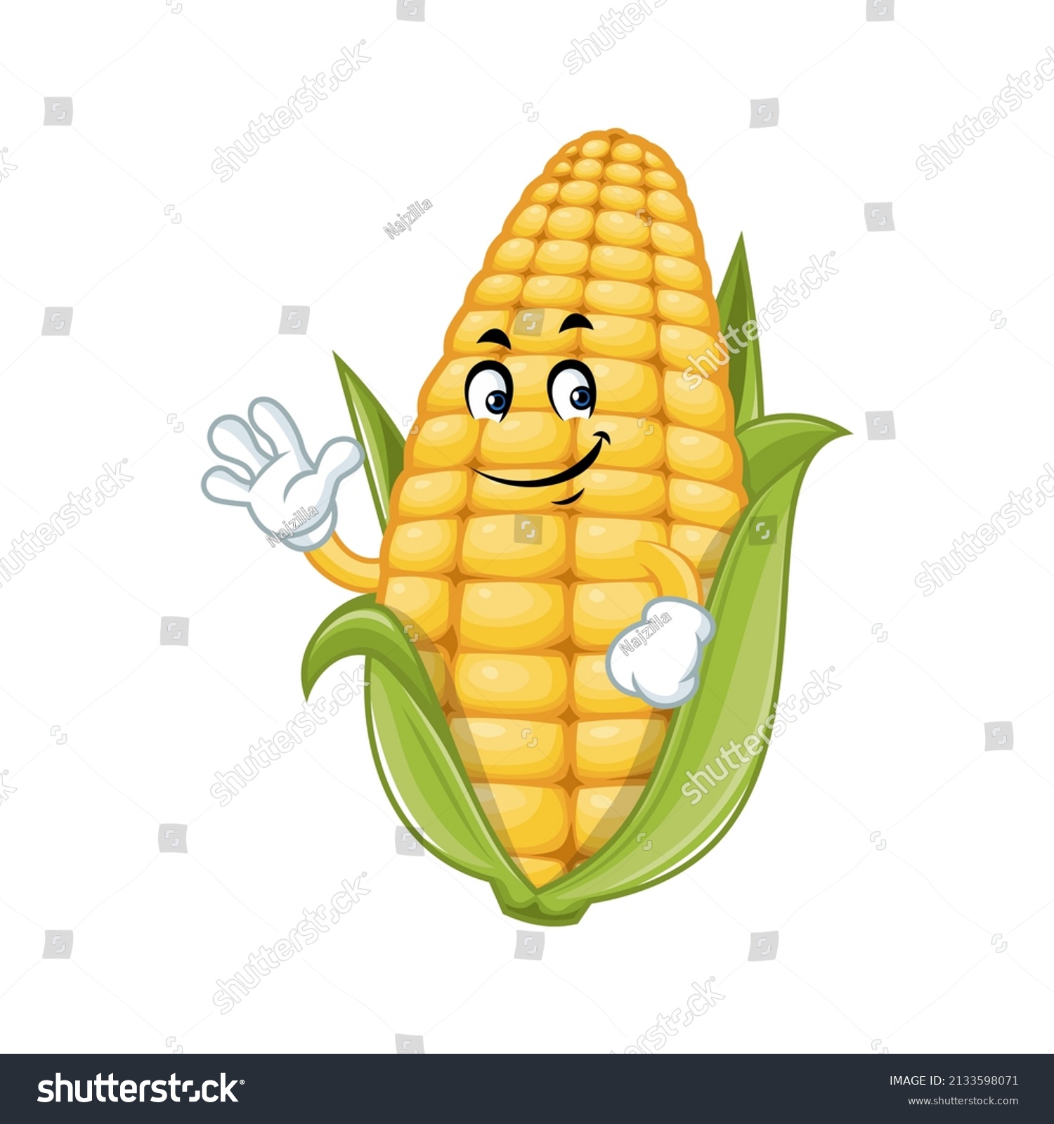 Vector Mascot Cartoon Illustration Corn Waving Stock Vector (Royalty ...