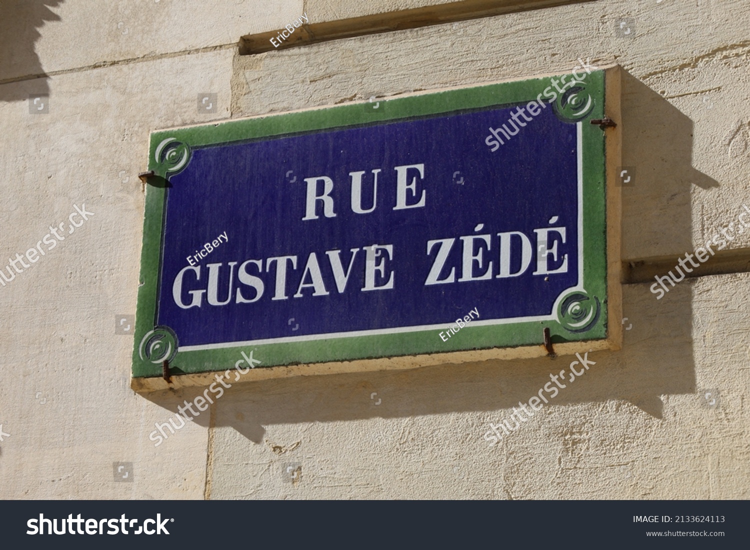 Rue Gustave Typical Street Name Plate Stock Photo 2133624113 | Shutterstock