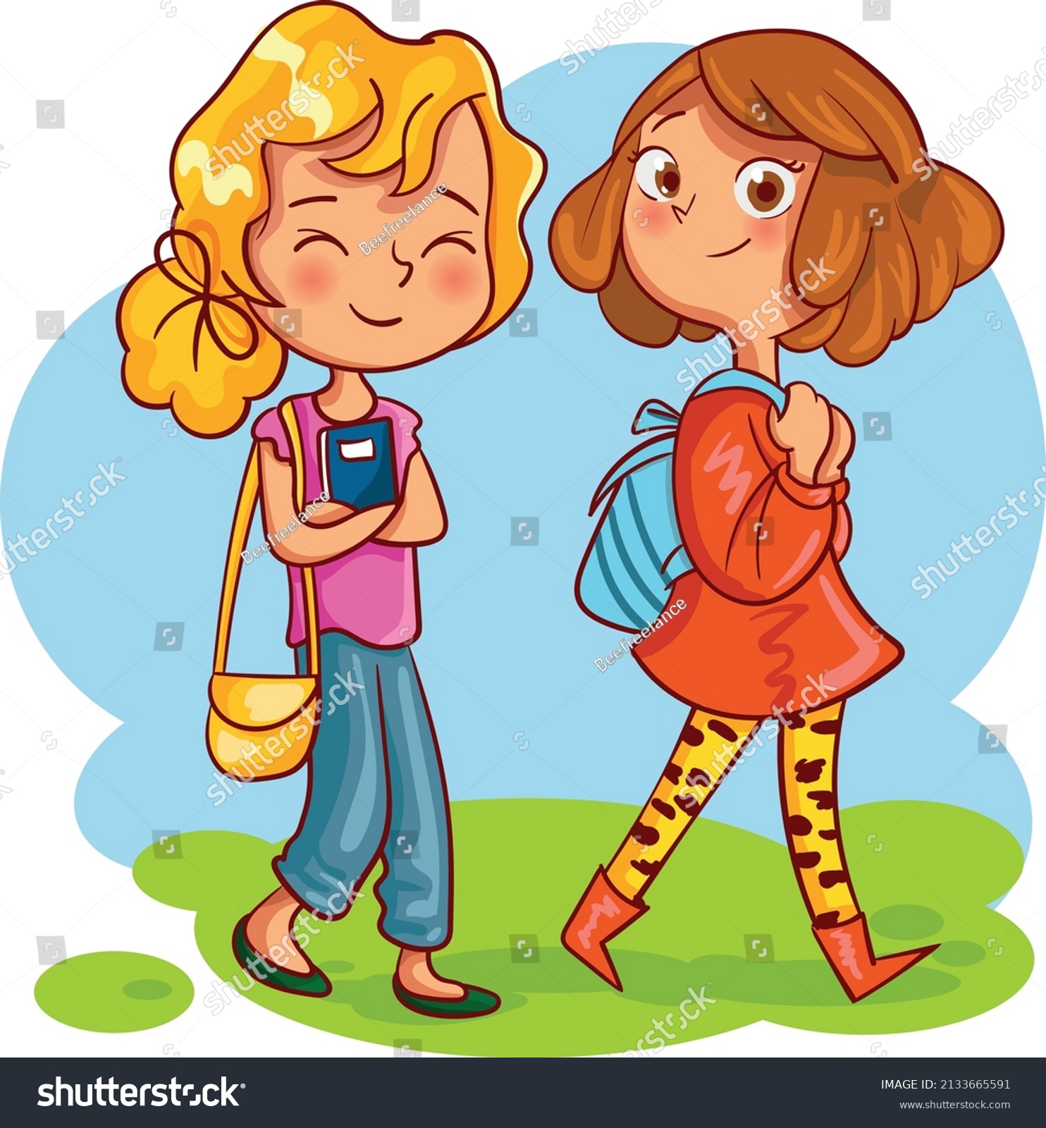 Cartoon Kids Back School Stock Vector (royalty Free) 2133665591 