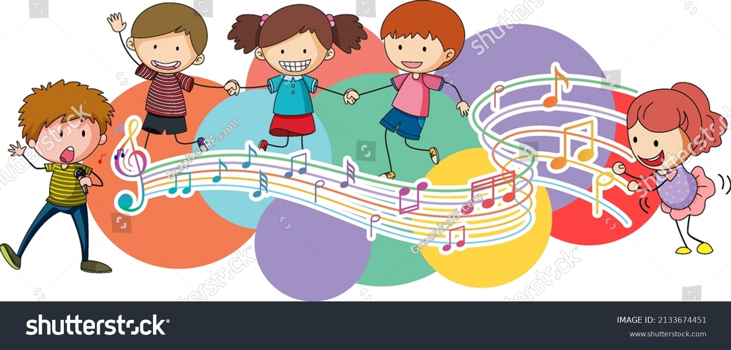 Happy Children Dancing Music Notes On Stock Vector (Royalty Free ...