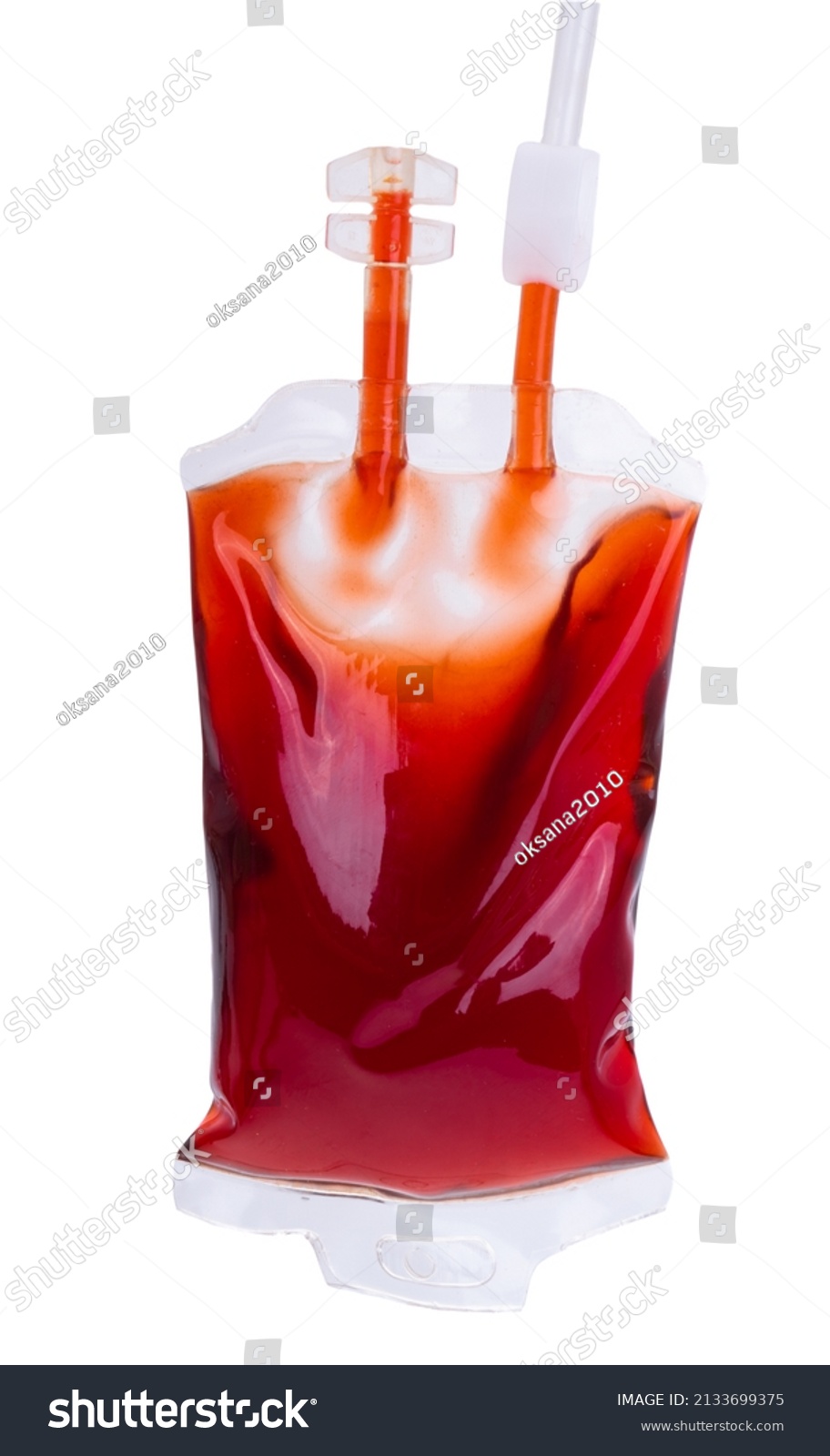 Blood Bag Isolated On White Background Stock Photo 2133699375