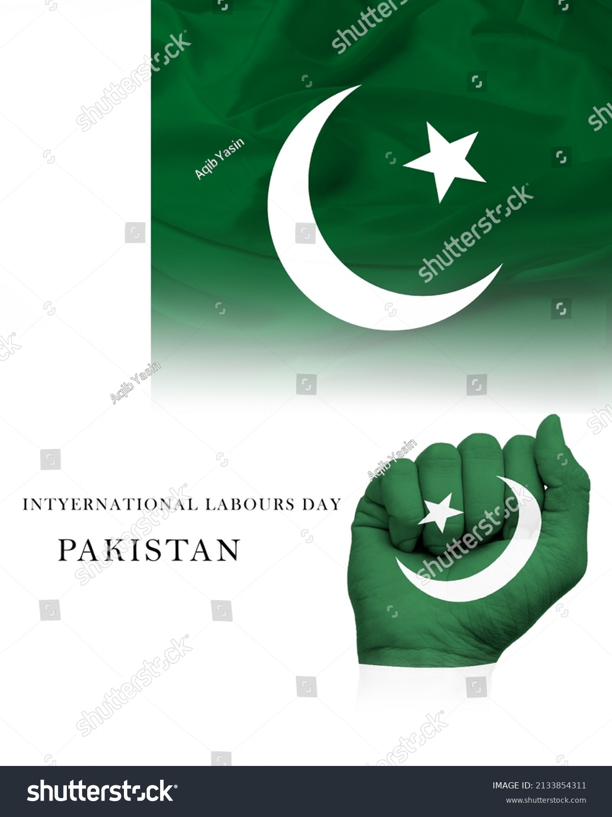 Poster Flag Pakistan International Labour Day Stock Photo 2133854311 