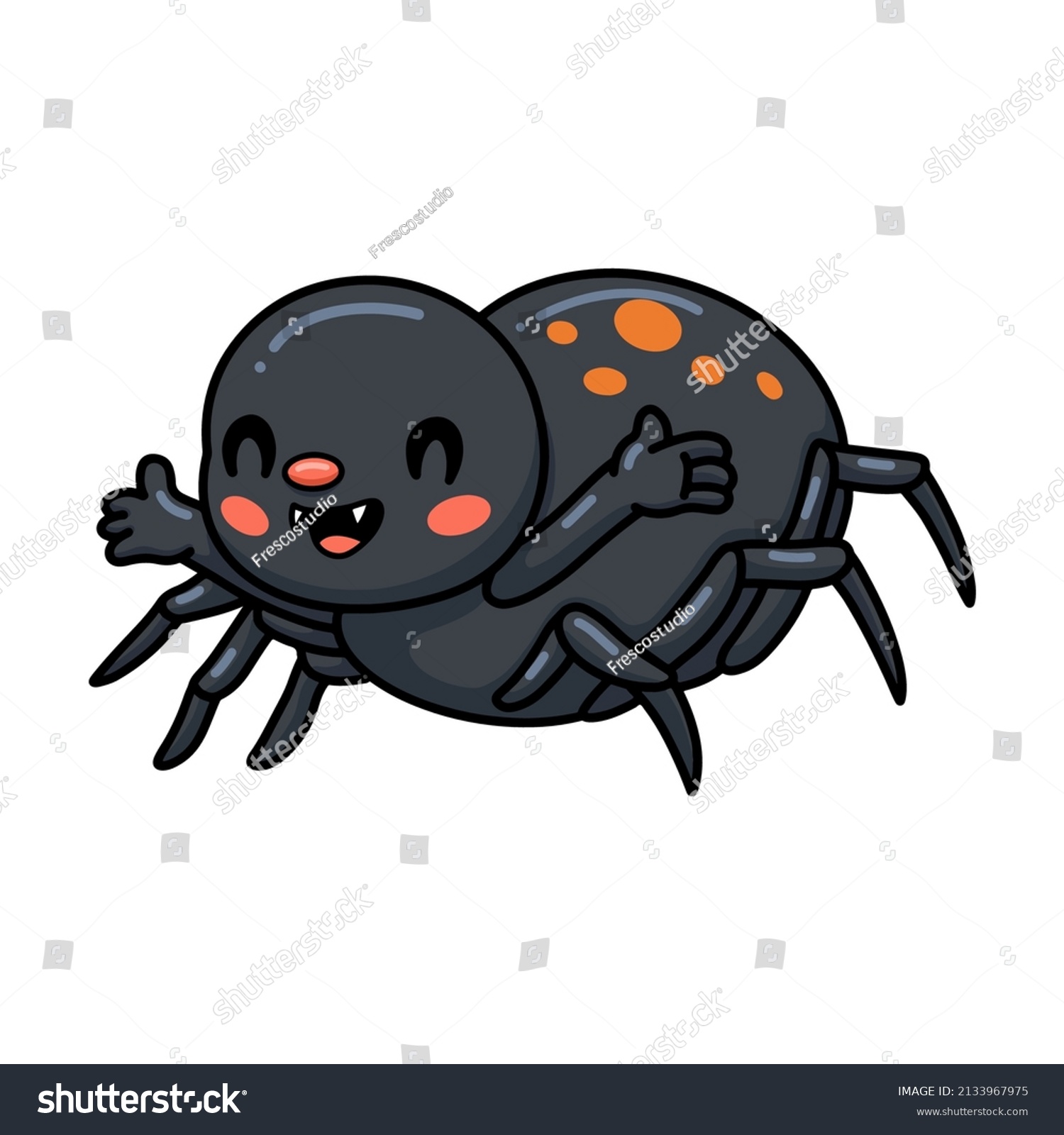 Cute Little Spider Cartoon Waving Hands Stock Vector (Royalty Free ...