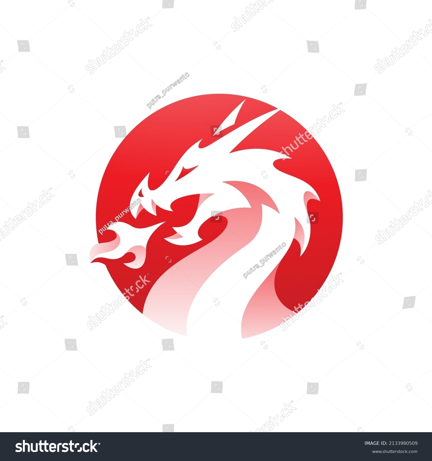 Negative Space Dragon Head Fire Breath Stock Vector (Royalty Free ...