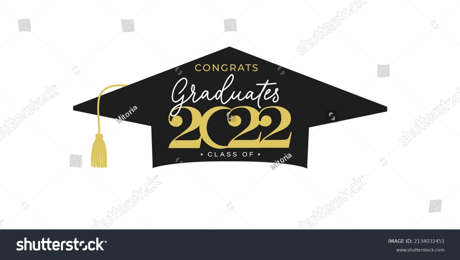 Congratulations Graduates Banner Cap Golden Design Stock Vector ...