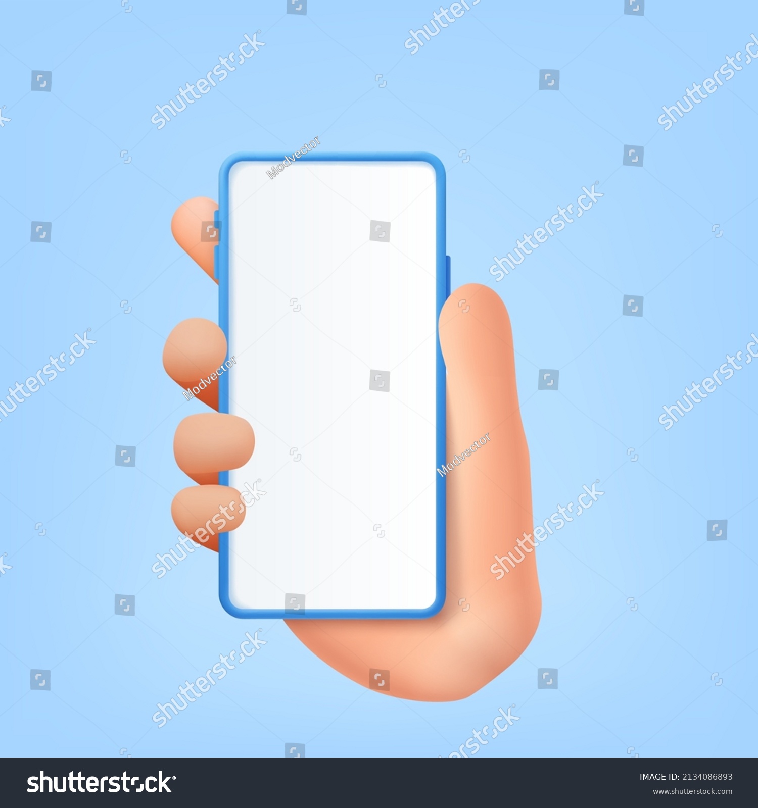 3d Cartoon Hand Holding Smartphone Isolated Stock Vector (royalty Free 