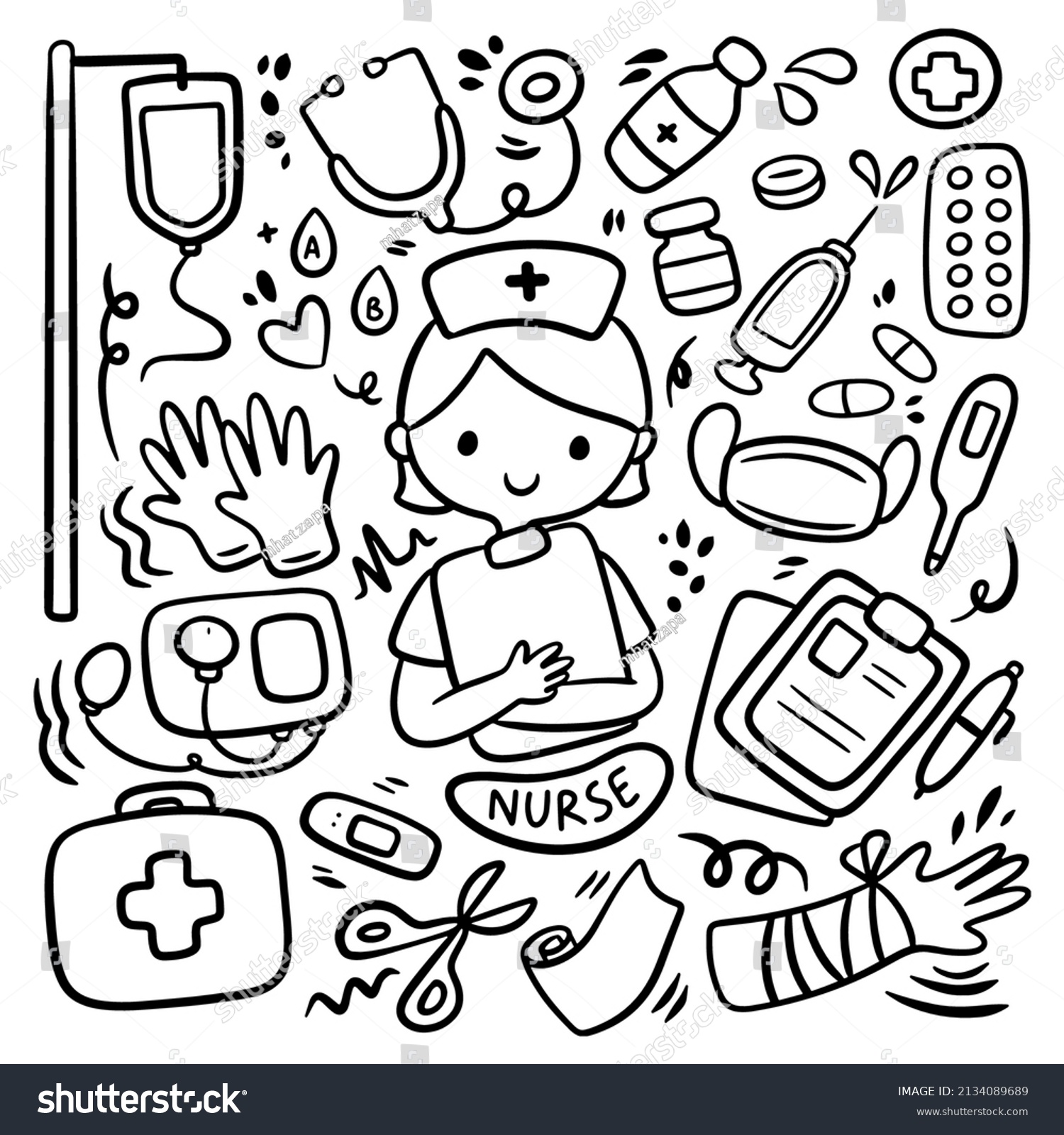 International Nurse Day Doodle Hand Drawn Stock Vector Royalty Free