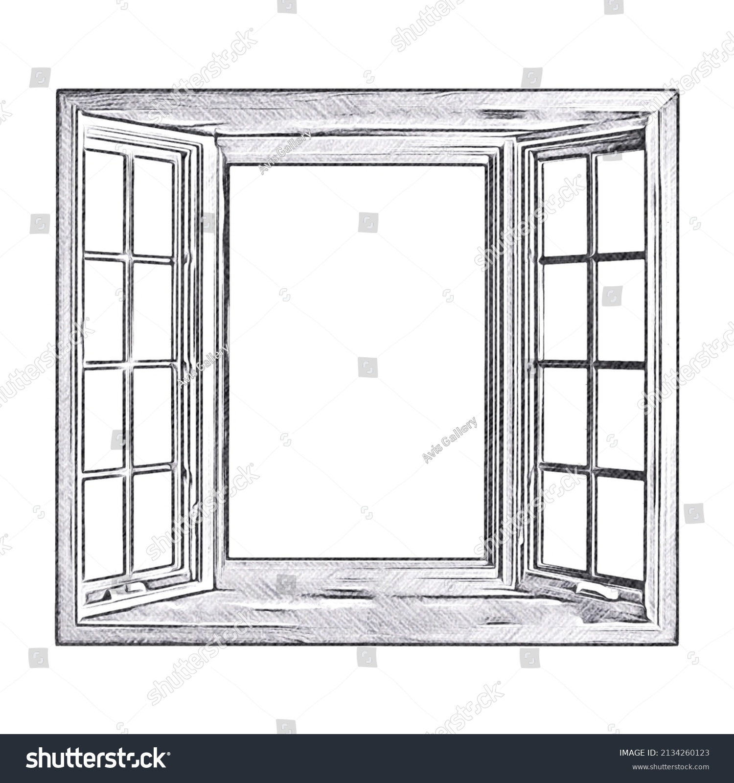 Hd House Window Drawing Illustration Stock Illustration 2134260123 ...