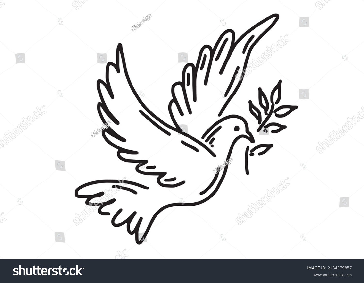 Dove Peace Hand Drawn Illustration Stock Vector (Royalty Free ...