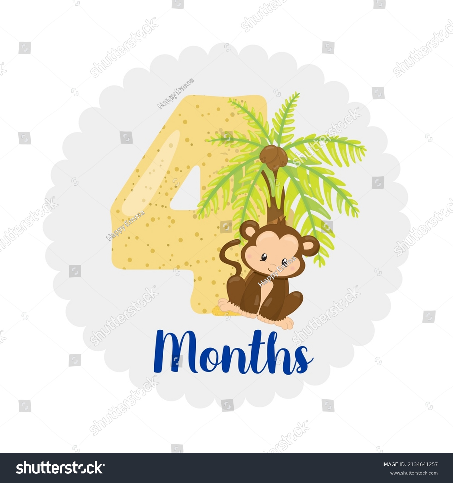 Four Months Old Baby Milestone Card Stock Vector (Royalty Free ...