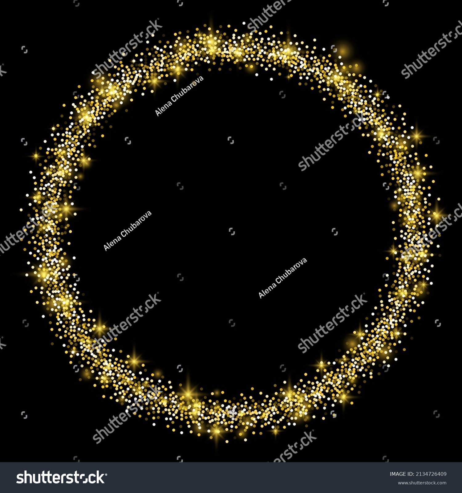 Gold Circle Glitter Frame Sparkles Shiny Stock Vector (Royalty Free ...