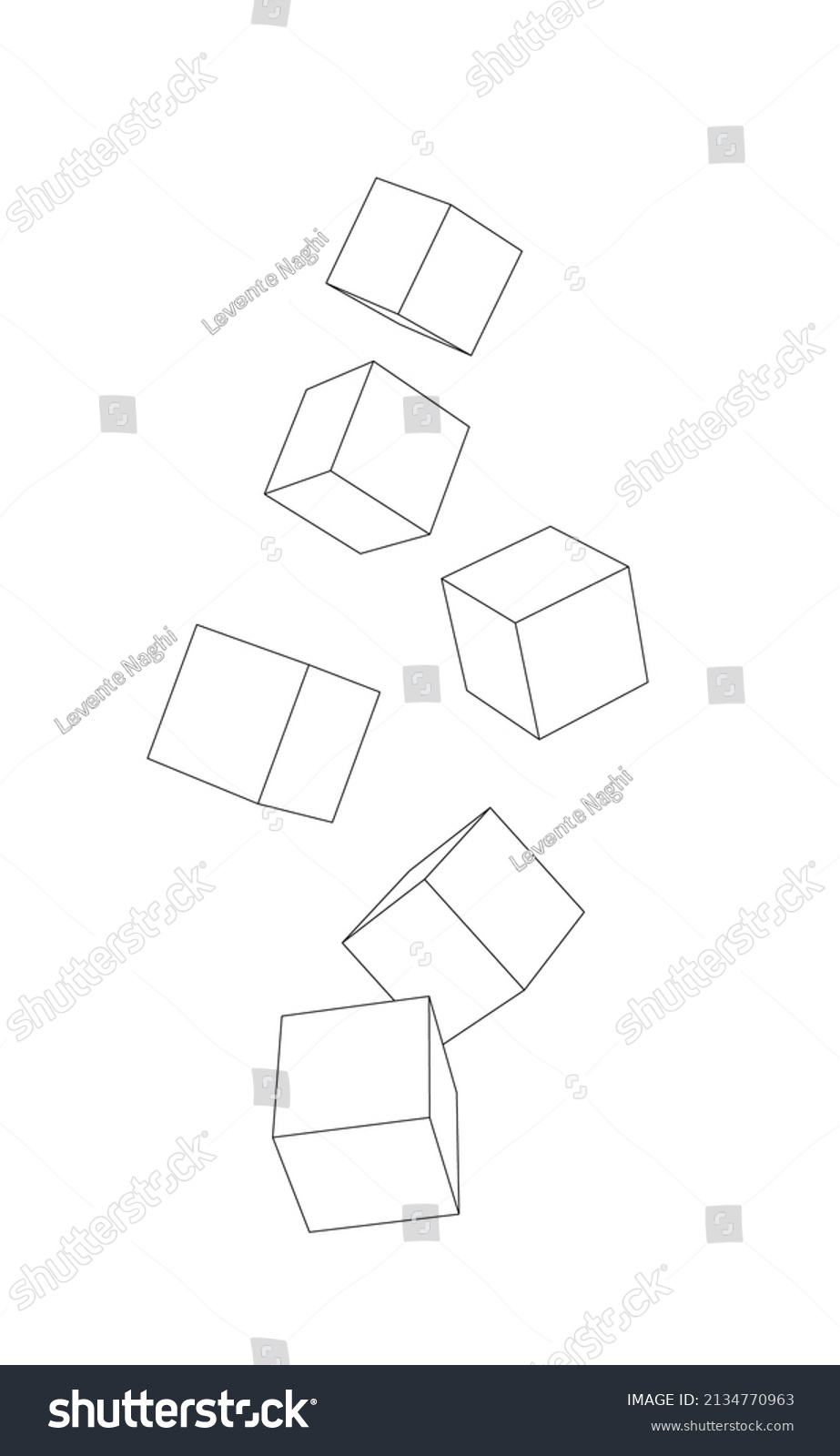 Vector Illustration Falling Cubes Line Art Stock Vector (Royalty Free ...