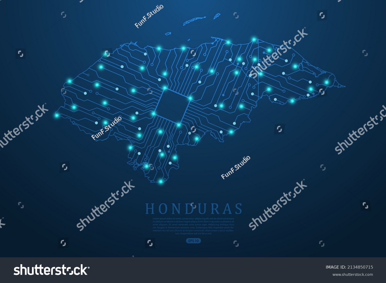 Honduras Map World Map Vector Template Stock Vector Royalty Free   Stock Vector Honduras Map World Map Vector Template With Abstract Futuristic Circuit Board Illustration Or 2134850715 