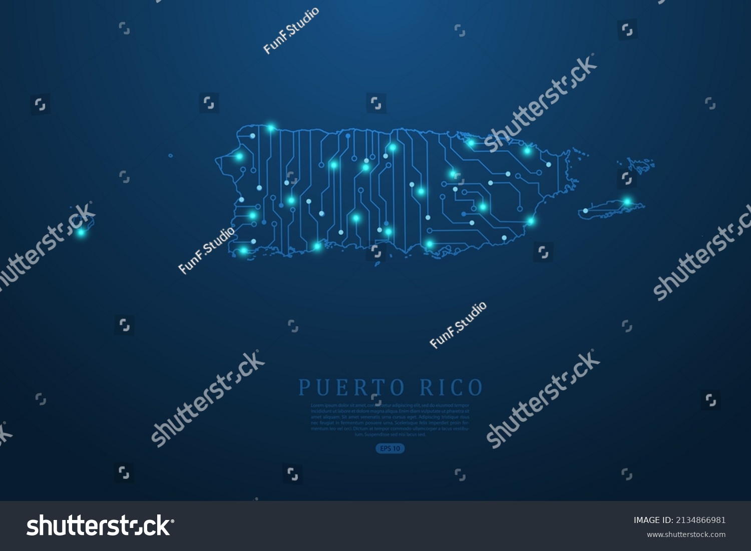 Puerto Rico Map World Map Vector Stock Vector Royalty Free 2134866981   Stock Vector Puerto Rico Map World Map Vector Template With Abstract Futuristic Circuit Board Illustration Or 2134866981 