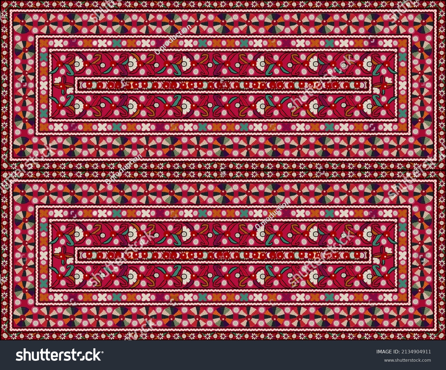 Beautiful Etnic Border Flowers Textile Digital Stock Illustration ...