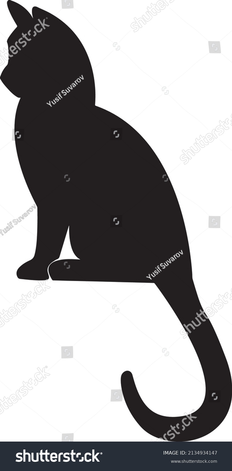 Cat Silhouette Vector Black White Stock Vector (Royalty Free ...