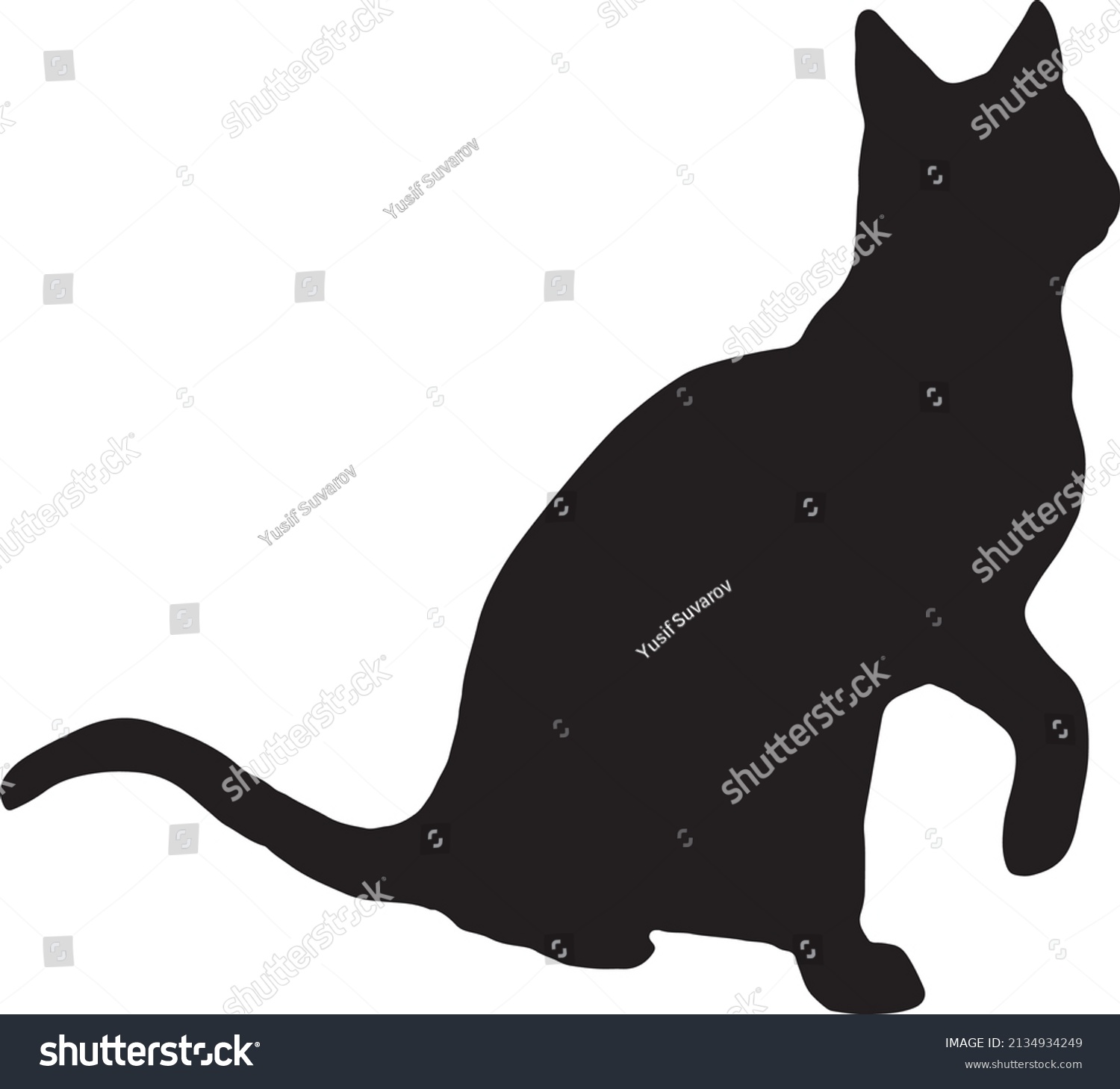 Cat Silhouette Vector Black White Stock Vector (Royalty Free ...