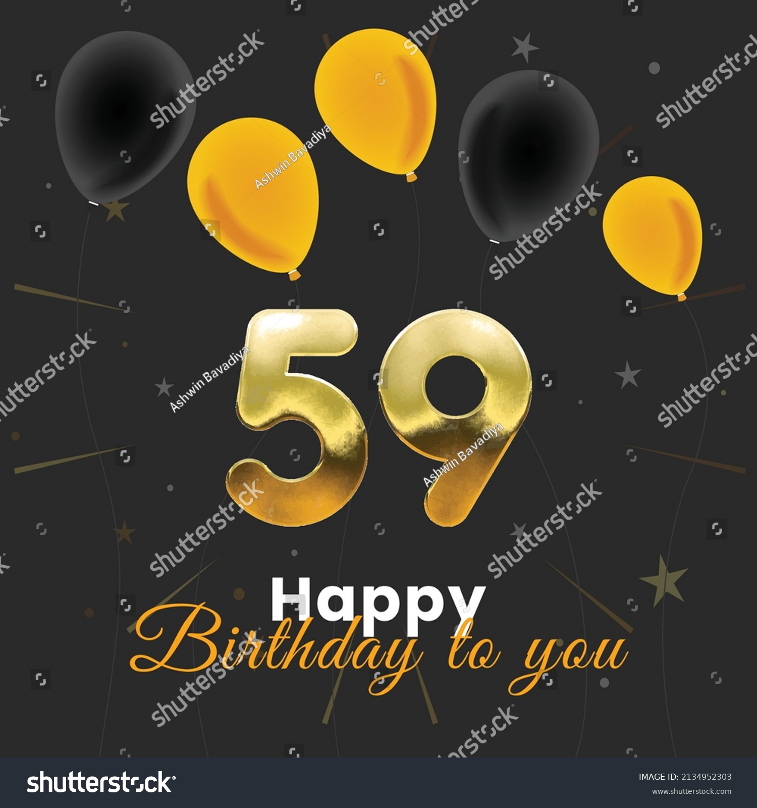 Happy 59th Birthday Greeting Card Vector Stock Vector (Royalty Free ...