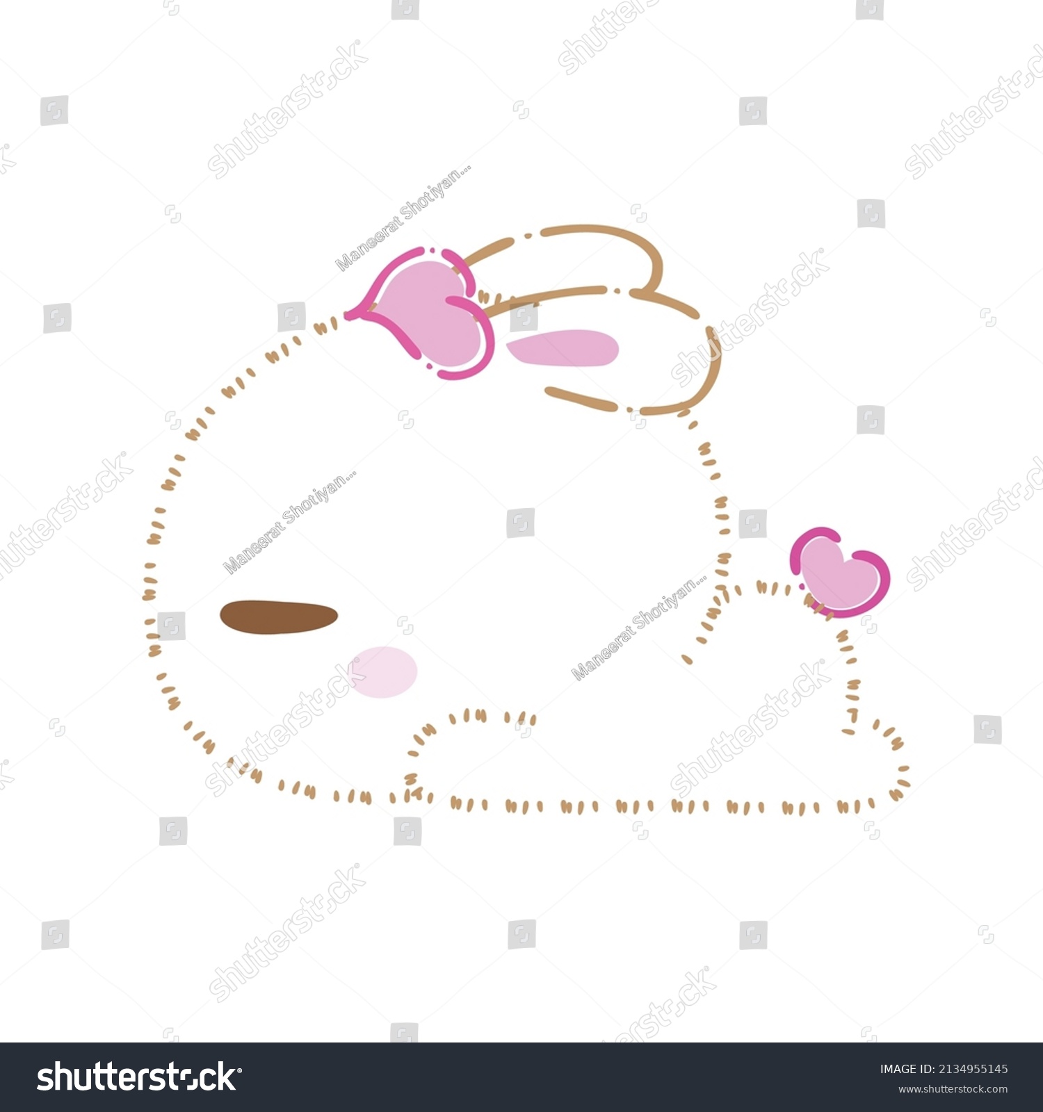 Kawaii Bunny Set Clip Art Cute Stock Vector (Royalty Free) 2134955145
