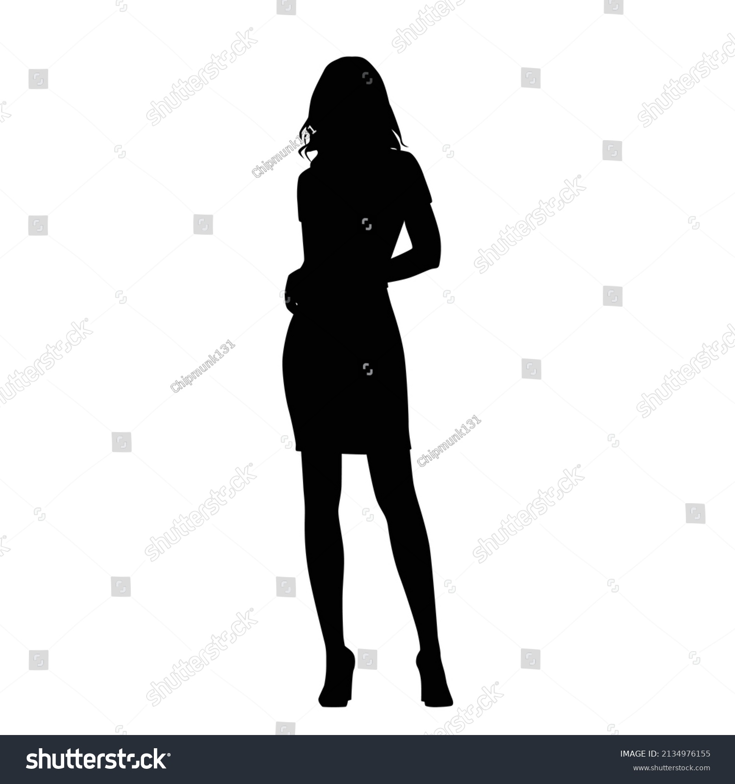 Silhouette Woman Standing Business Peoplevector Illustration Stock