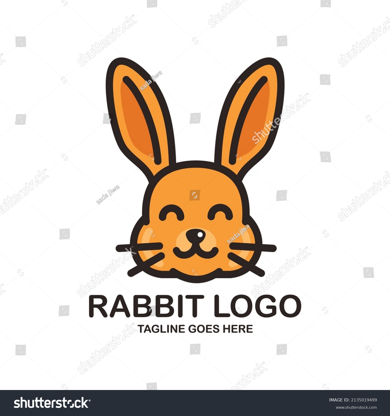 Cute Rabbit Face Logo Design Stock Vector (royalty Free) 2135019499 