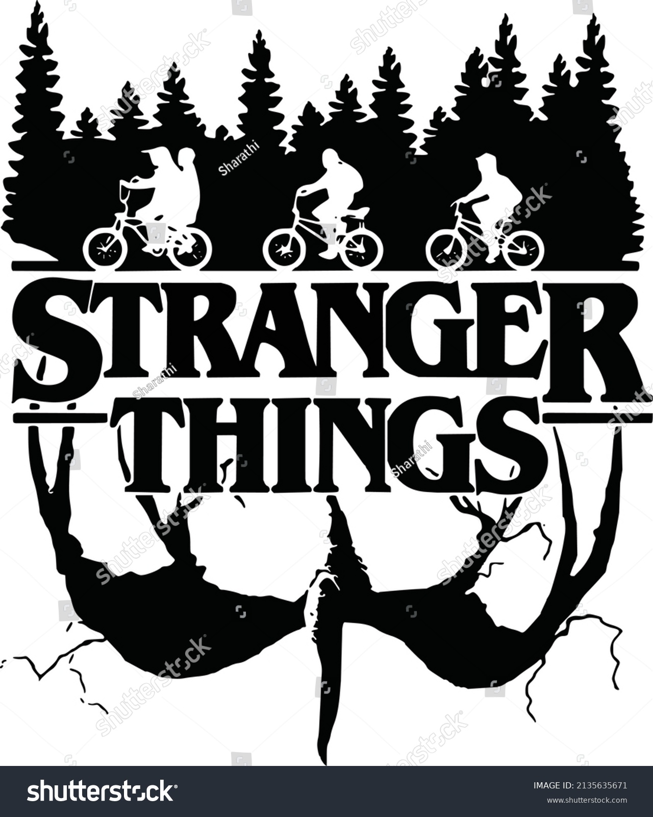 Stranger Things Banner Logo Silhoeutte Vector Stock Vector (Royalty ...