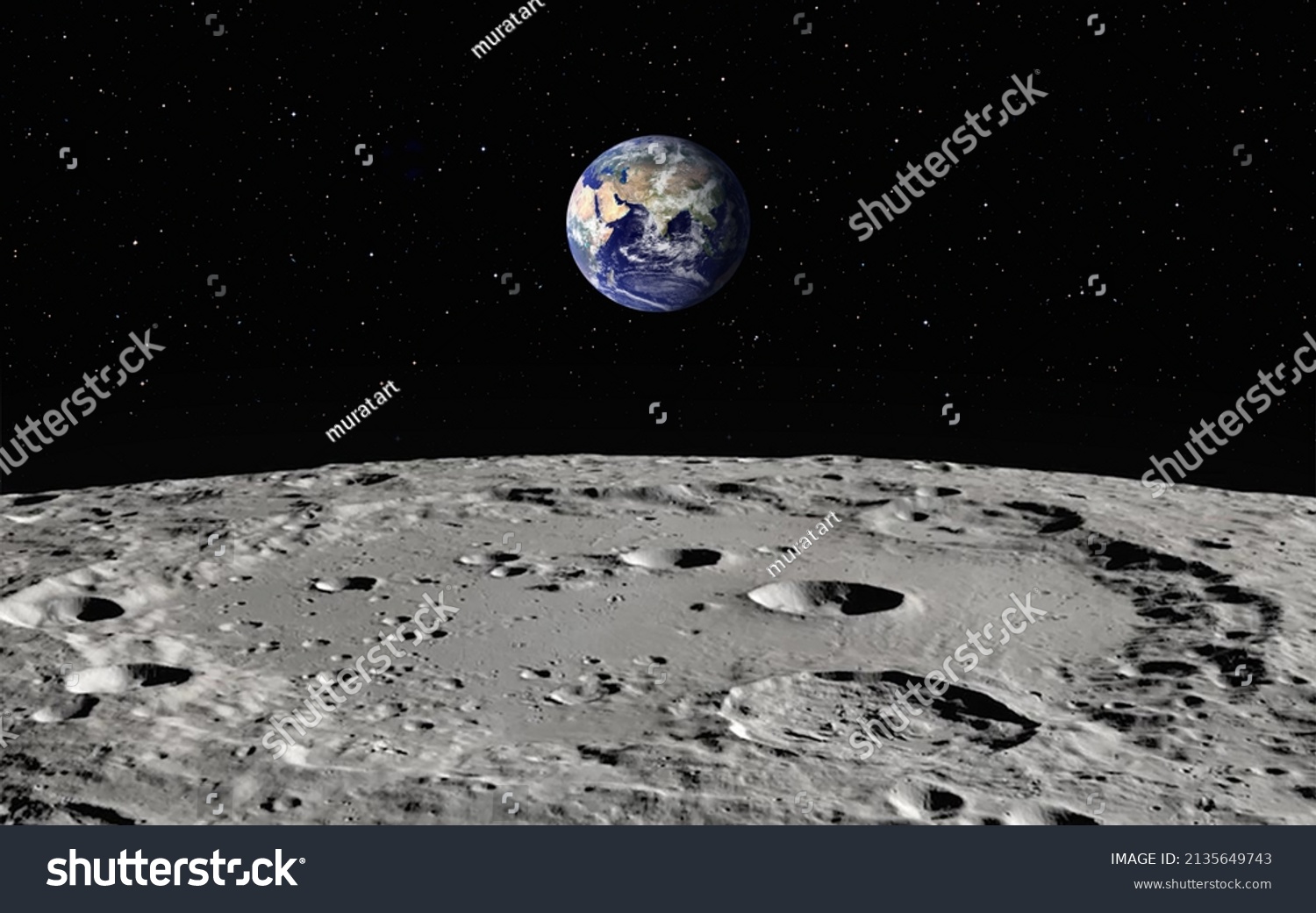 Earth Seen Surface Moon Elements This Stock Photo 2135649743 | Shutterstock