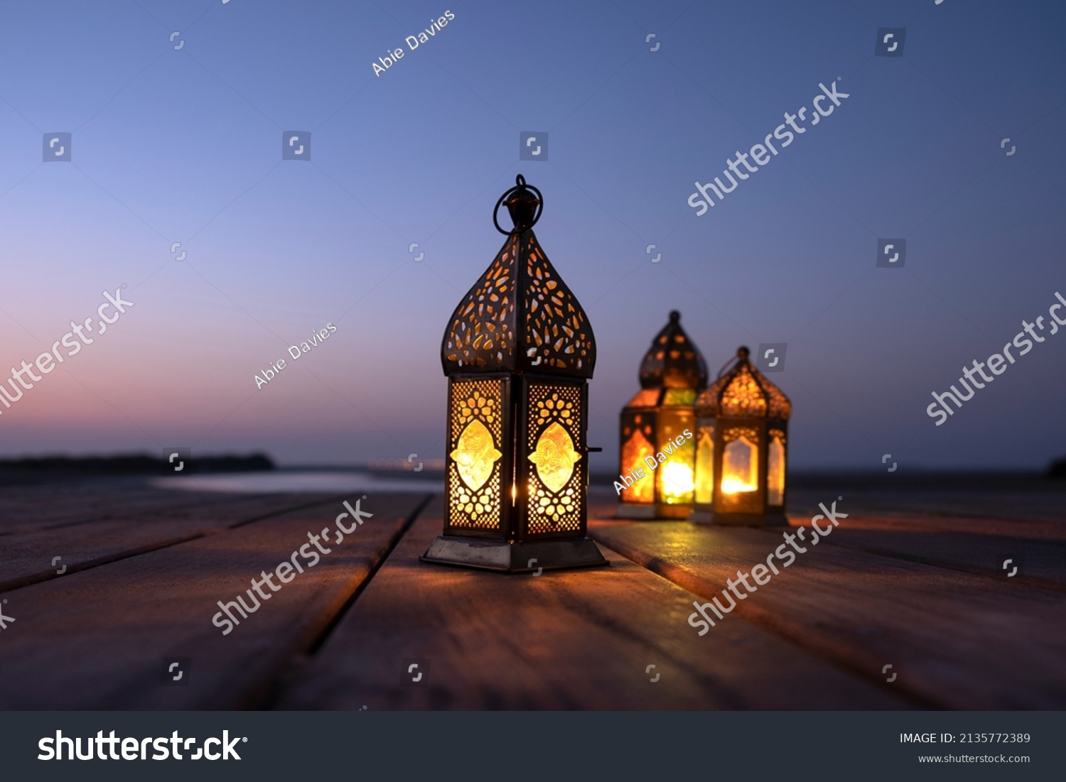 Ramadan Lanterns Lit Outdoor During Dusky Stock Photo 2135772389 ...