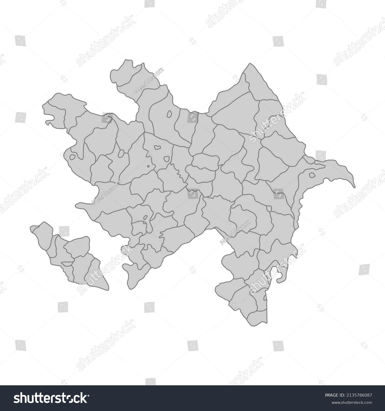 Outline Political Map Azerbaijan High Detailed   Stock Vector Outline Political Map Of The Azerbaijan High Detailed Vector Illustration 2135786087 