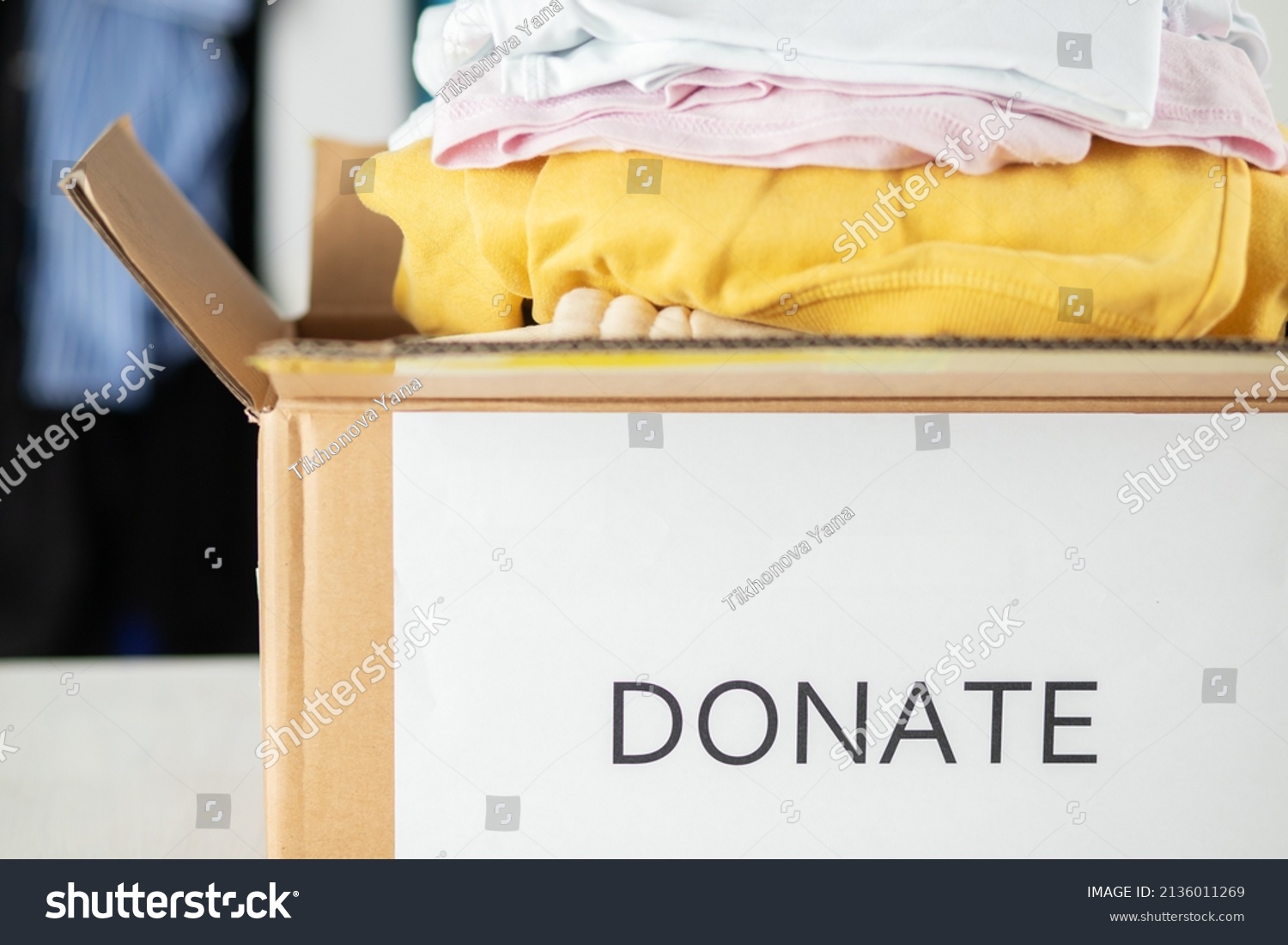 Box Labeled Donate Clothing Charity Helping Stock Photo Shutterstock