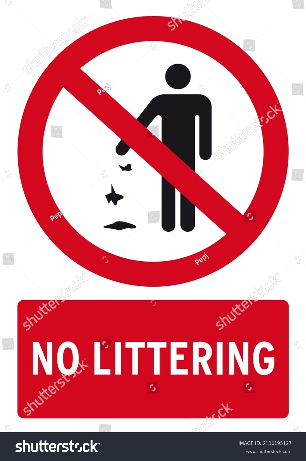 No Littering Poster This Poster English Stock Illustration 2136195127 