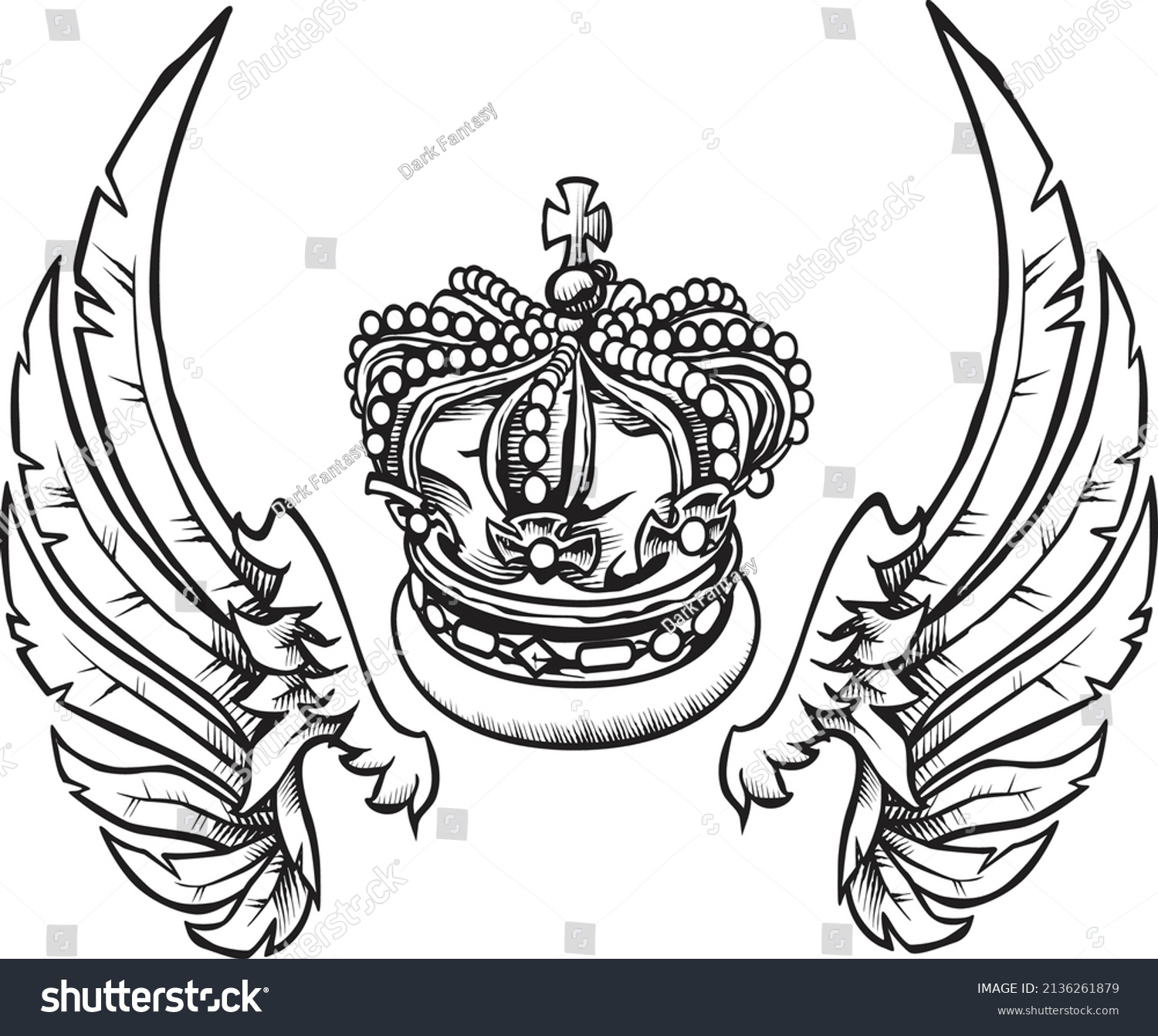 Black White Wings Crown Stock Vector (Royalty Free) 2136261879 ...