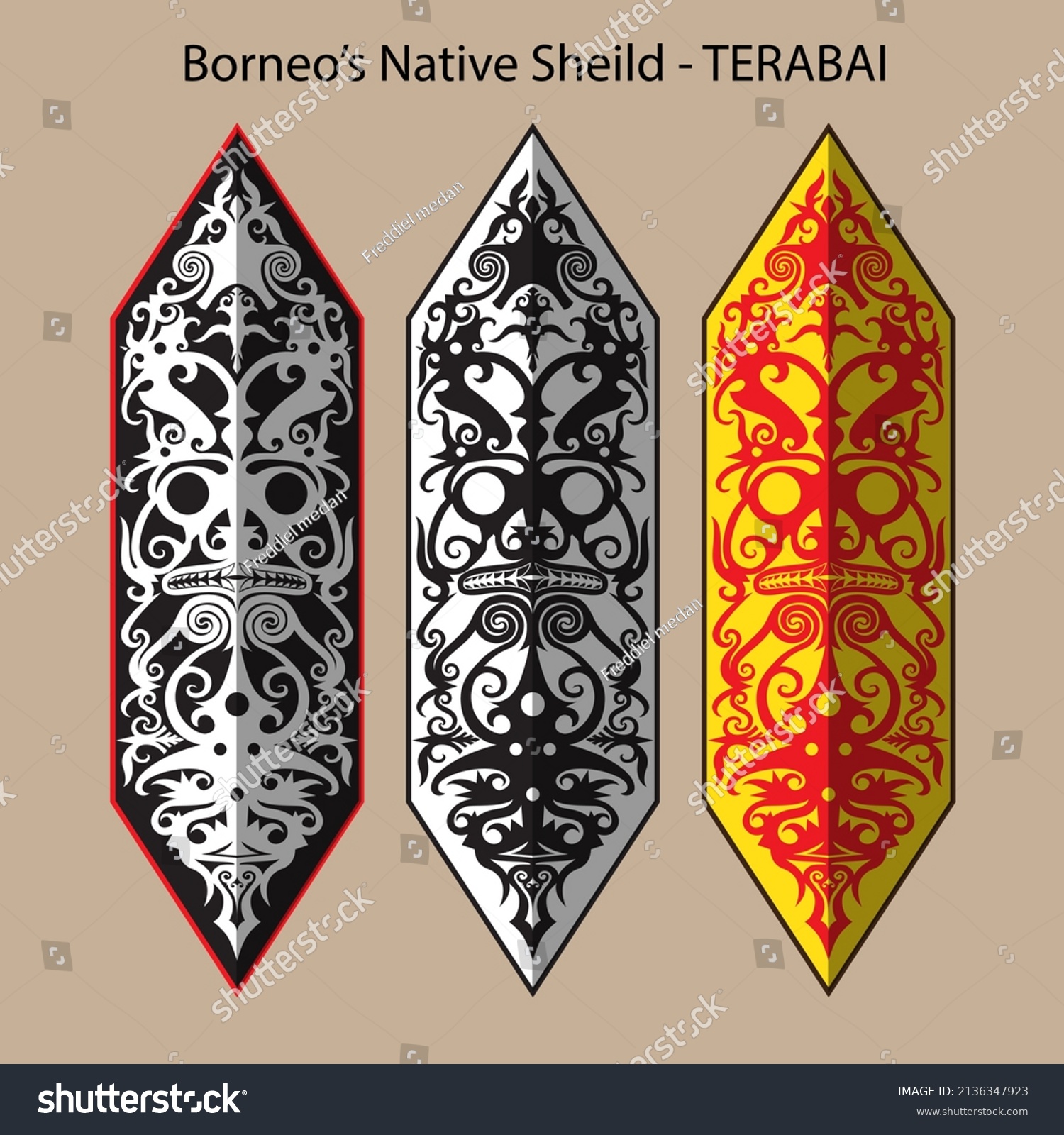 Terabai Vector Dayak Shield Tribal Art Stock Vector Royalty Free Shutterstock