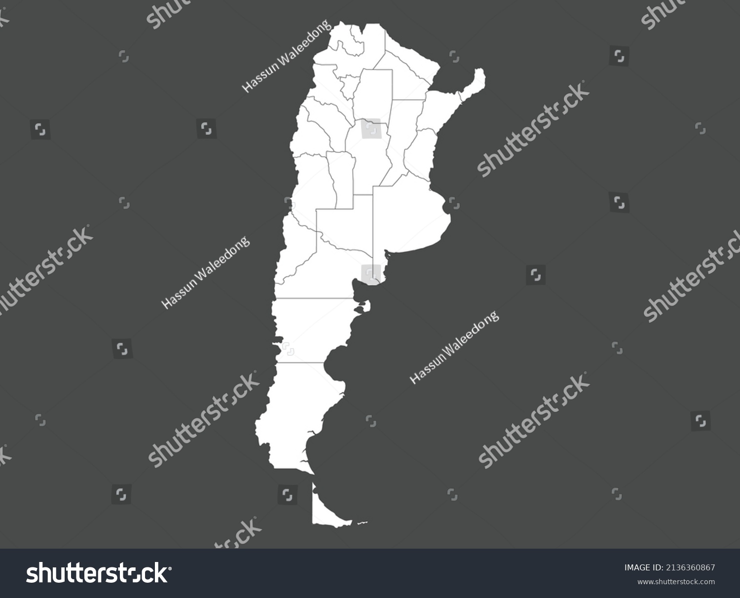 Argentina Map Vector White Color Isolated Stock Vector (Royalty Free ...