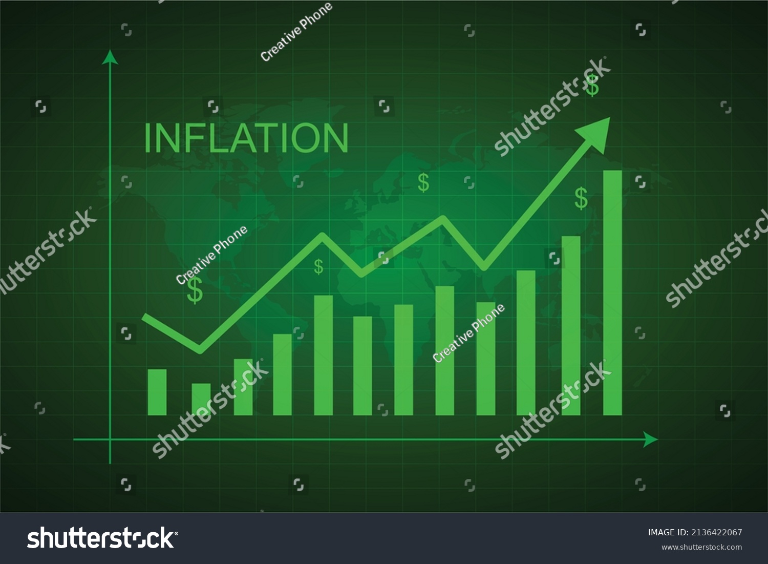 Inflation Vector Illustration Background Graphchart Showing Stock ...