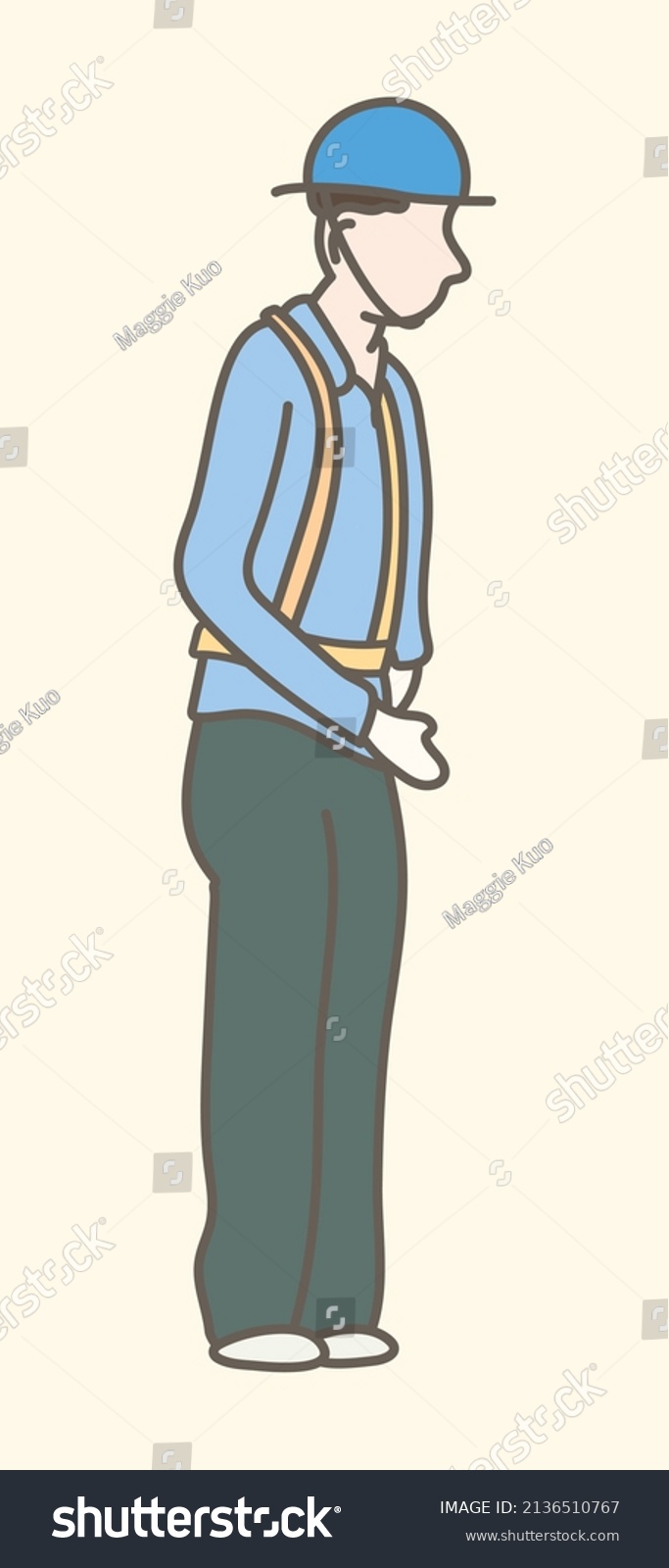 Cute Standing Workman Different Gesture Art Stock Vector (Royalty Free ...