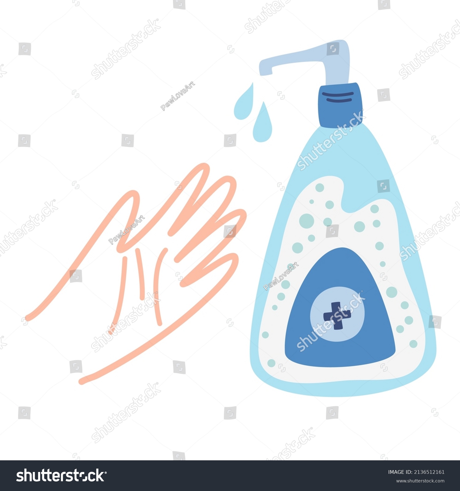 Wash Your Hands Sanitize Disinfection Concept Stock Vector (Royalty ...