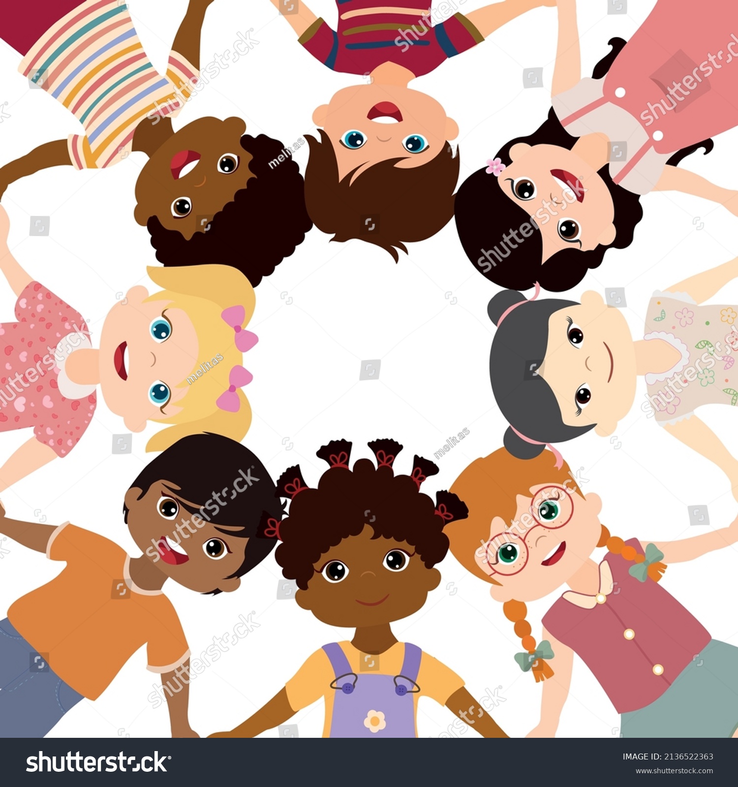 Group Diverse Culture Ethnic Children Holding Stock Vector (Royalty ...