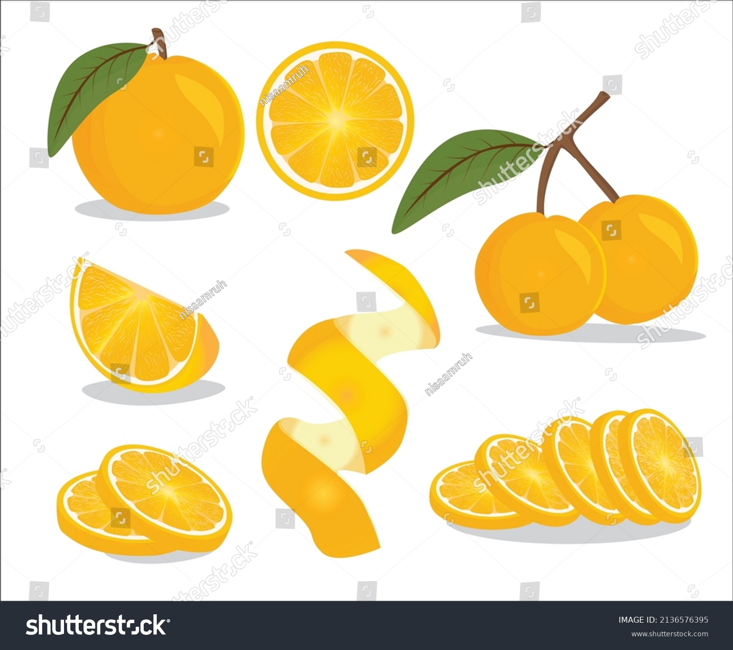 Orange Fruit Jeruk Icon Kit Free Stock Vector (Royalty Free) 2136576395 ...