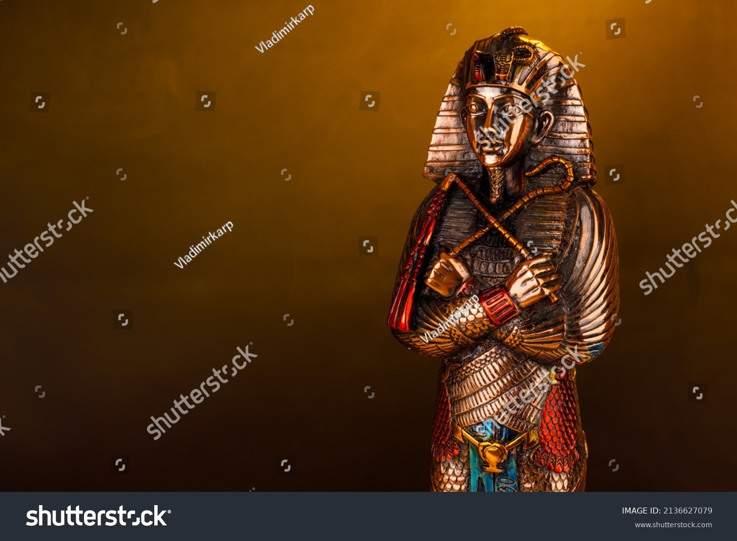 Egyptian Pharaoh Figurine Orange Smoke On Stock Photo 2136627079 ...