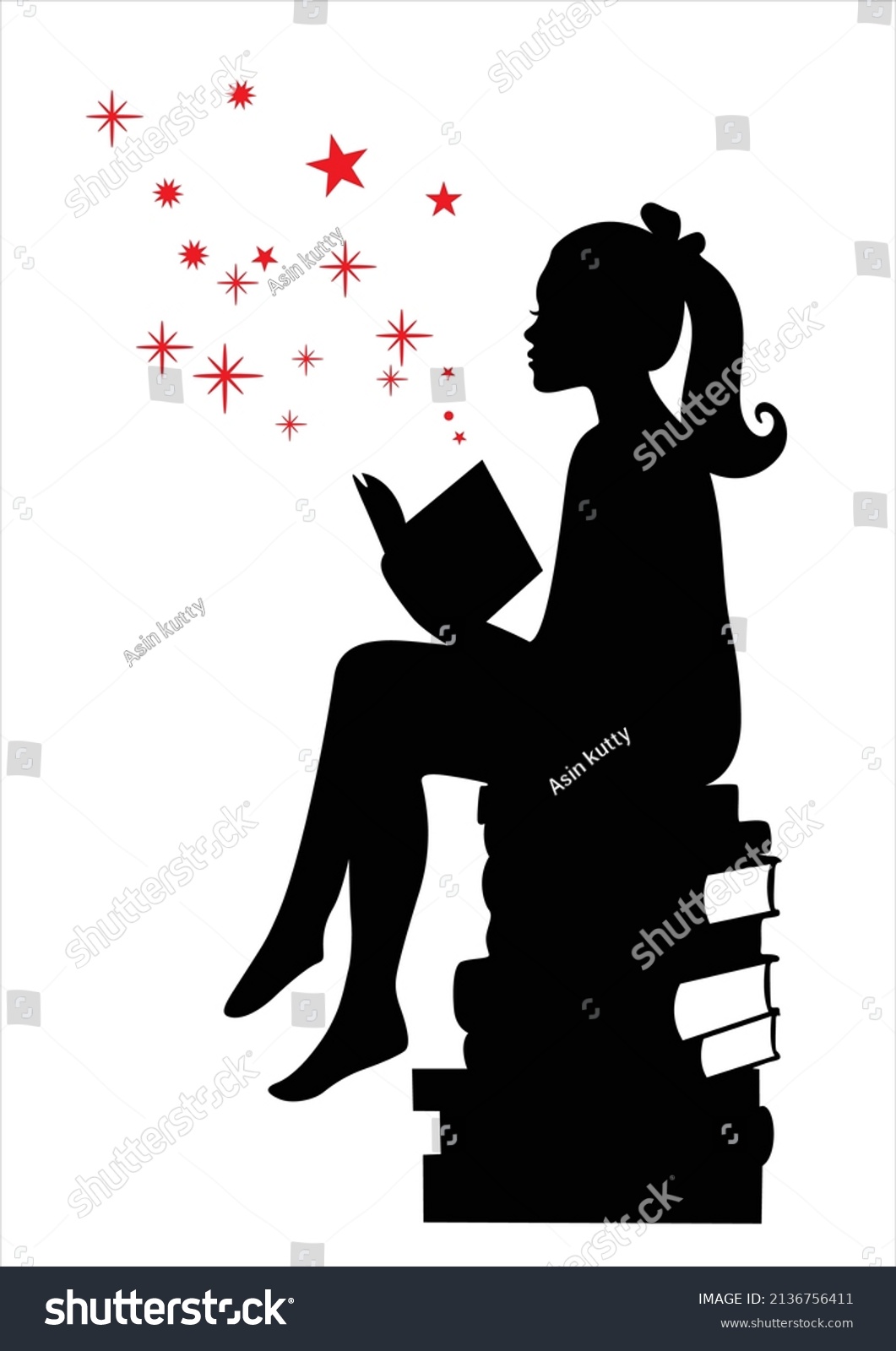 2,859 Girl Reading Book Silhouette Stock Vectors, Images & Vector Art ...