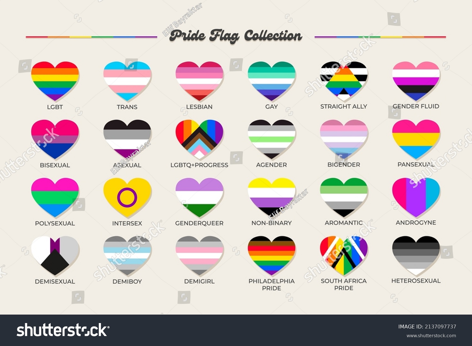 Vektor Stok Lgbtq Sexual Identity Pride Flags Collection Tanpa Royalti 2137097737 Shutterstock 