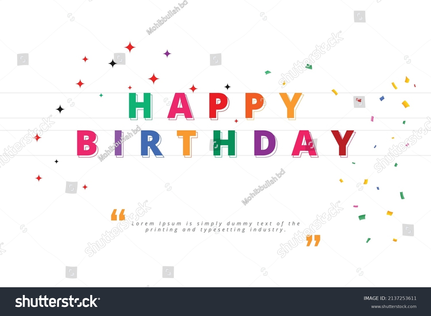 Happy Birthday Texture Confetti Card Template Stock Vector (royalty 