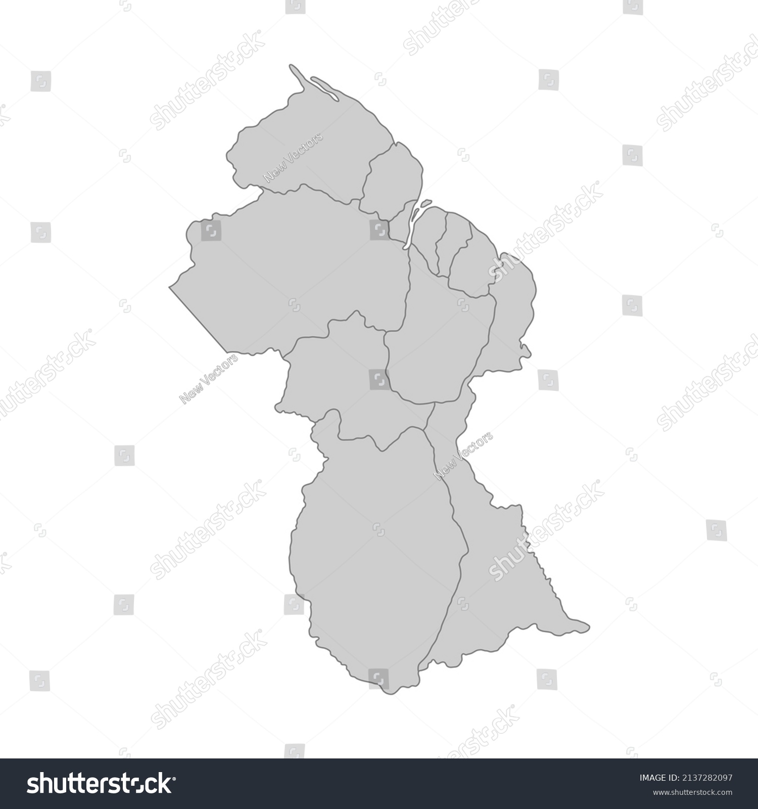 Outline Political Map Guyana High Detailed Stock Vector Royalty Free   Stock Vector Outline Political Map Of The Guyana High Detailed Vector Illustration 2137282097 